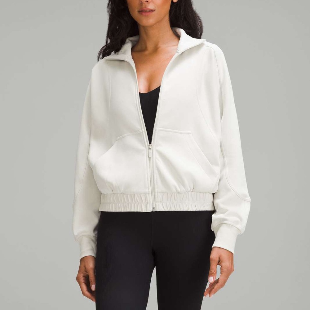 LULULEMON Brushed Softstreme Funnel-Neck Zip Up Jacket (Bone, Size 6)